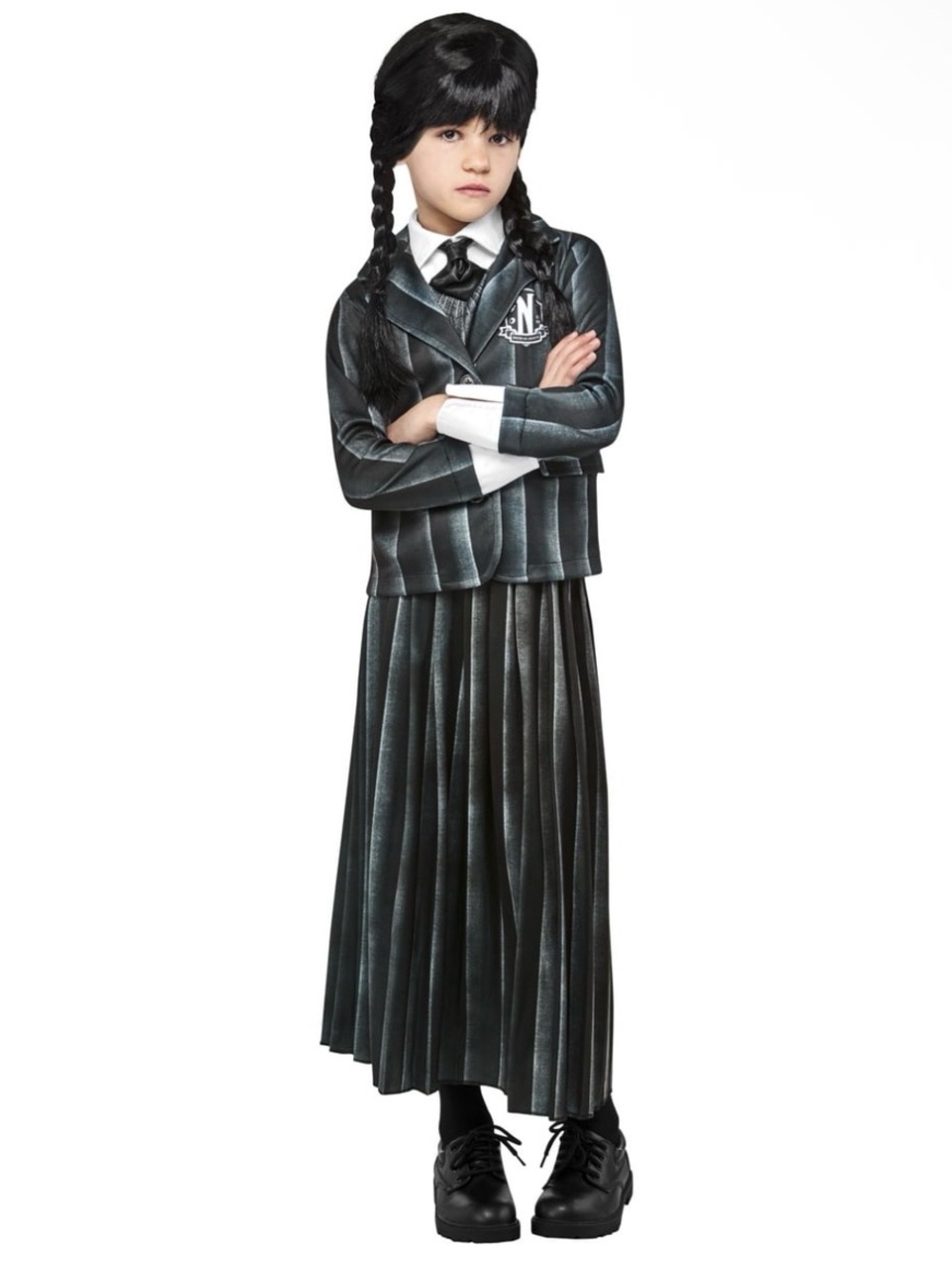 Rubies Wednesday Addams Nevermore Academy Uniform costume with wig